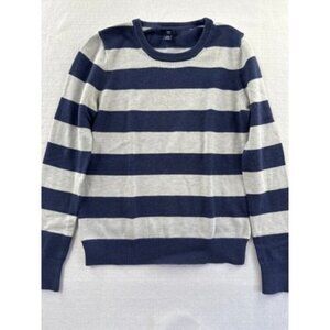 Gap Womens Striped Sweater XS Cotton/Nylon Blend Blue & Gray
